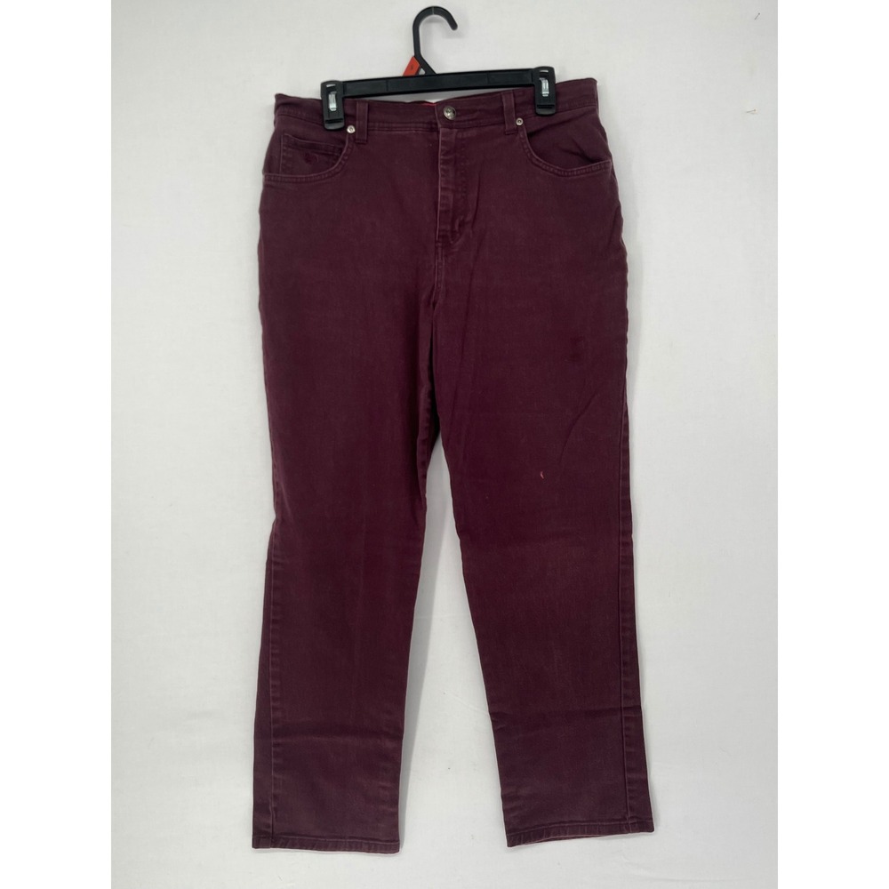 Gloria Vanderbilt Amanda Jeans Womens 12 Short Burgundy High Rise Straight Leg